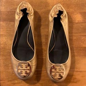 Tory Burch gold ballet flat